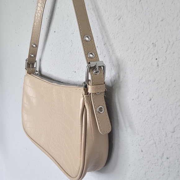 Divided‎ Small Shoulder Purse Adjustable Strap Chain Cream Lizard - Picture 3 of 7